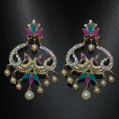 "1grm Fancy Gold coated Ear tops (Chandbali) - MGR-1120-001 - Click here to View more details about this Product